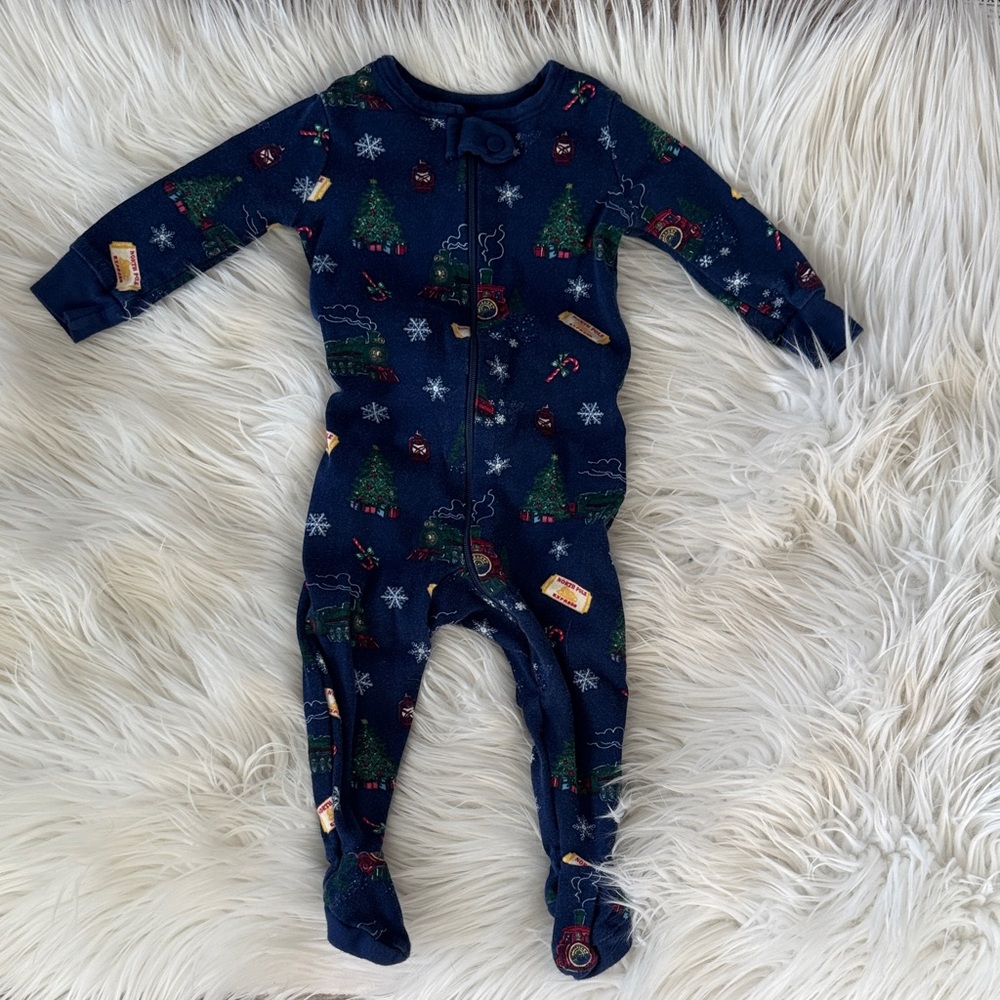 Navy Blue Baby One Piece Pajamas - Sleeper 3-6M
